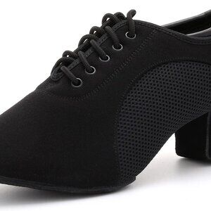 Women's Latin Dance Shoes Suede Lace-Up Ballroom Salsa Practice 2 Inch Heels